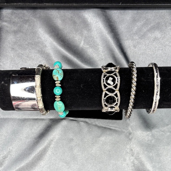 Silver and Turquoise Bracelet Set - Picture 1 of 3